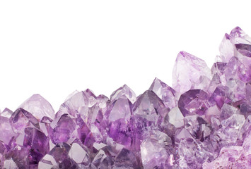 isolated amethyst light crystals macro