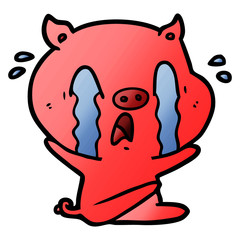 crying pig cartoon