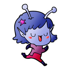 happy alien girl cartoon