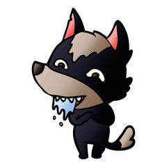 cartoon hungry wolf