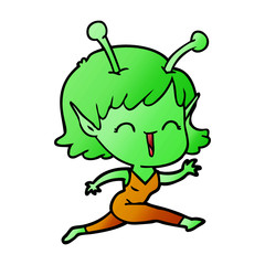 cartoon alien girl laughing