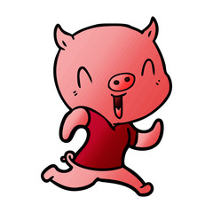 happy cartoon pig