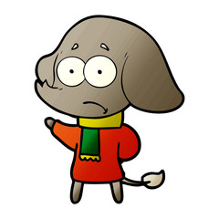 cartoon unsure elephant in scarf