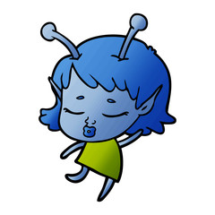 cute alien girl cartoon