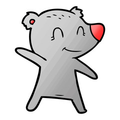 smiling bear pointing
