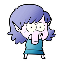 cartoon elf girl staring