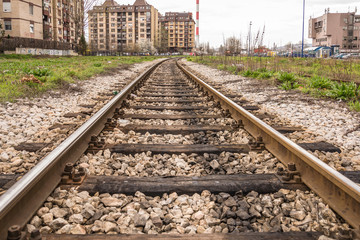 Belgrade, Serbia Marth 03, 2016: Railroad passing through Belgrade