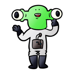 friendly cartoon alien waving