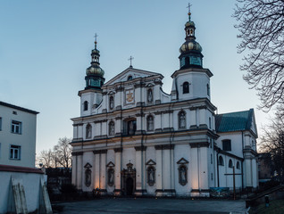 Fototapeta na wymiar The baroque church of St. Bernard of Sienna, located next to the Wawel castle in Krakow.