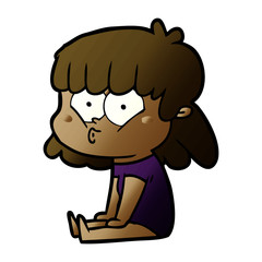 Obraz premium cartoon whistling girl