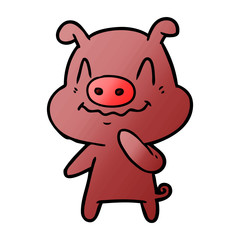 Fototapeta premium nervous cartoon pig