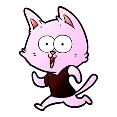 funny cartoon cat jogging