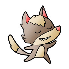 friendly cartoon wolf dancing
