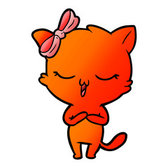 cartoon cat with bow on head