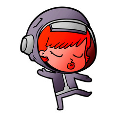 Obraz premium cartoon pretty astronaut girl dancing