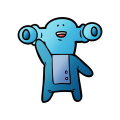 friendly cartoon alien waving