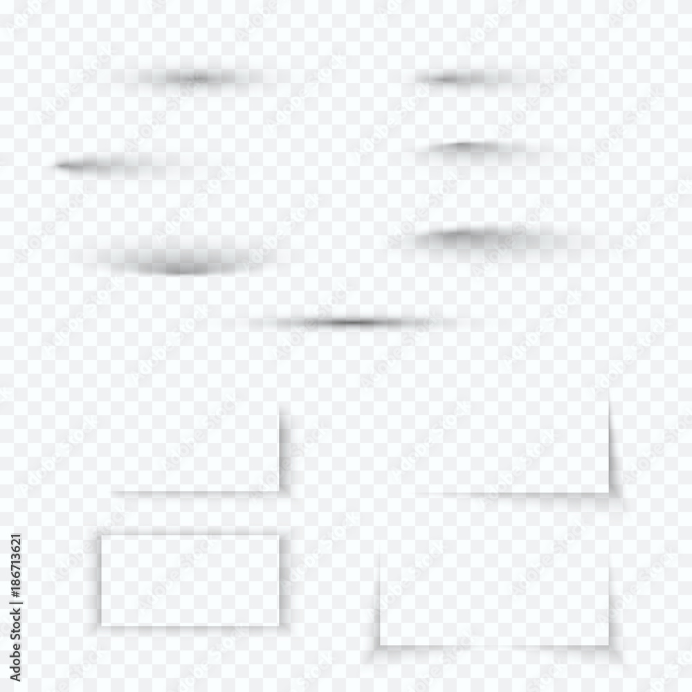 Poster transparent soft shadow set. realistic shadow effect collection with soft edge. vector illustration 