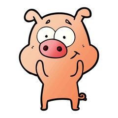 happy cartoon pig