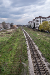Fototapeta na wymiar Belgrade, Serbia Marth 03, 2016: Railroad passing through Belgrade