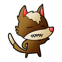 cartoon wolf showing teeth