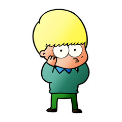 nervous cartoon boy