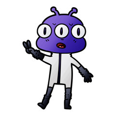 cartoon three eyed alien waving