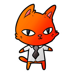 cartoon cat in office clothes