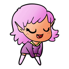 happy cartoon elf girl