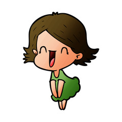 Obraz premium cartoon happy woman