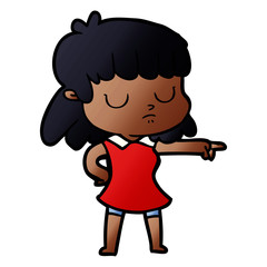 cartoon indifferent woman pointing