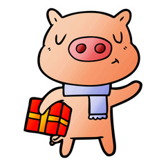 cartoon christmas pig