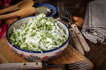 Salad with cabbage and dill.