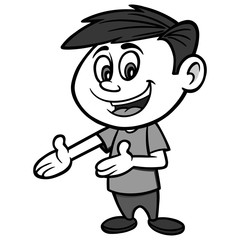 Boy Pointing Illustration - A vector cartoon illustration of a Boy Pointing.
