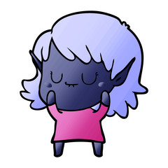 happy cartoon elf girl wearing dress