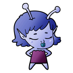 cute alien girl cartoon