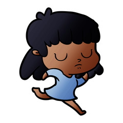 cartoon indifferent woman running