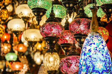 Turkish traditional lanterns, lamps Grand bazaar Istanbul