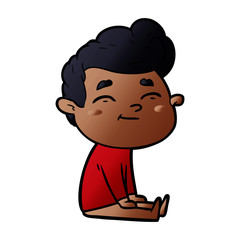 Fototapeta premium happy cartoon man sitting