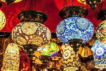 Turkish traditional lanterns, lamps Grand bazaar Istanbul