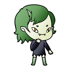cartoon friendly vampire girl considering