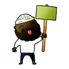 bearded protester cartoon