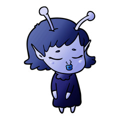 cute alien girl cartoon