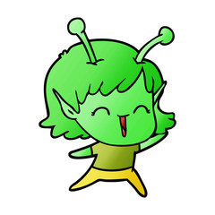 cartoon alien girl laughing