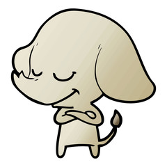cartoon smiling elephant with crossed arms