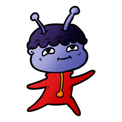 friendly cartoon spaceman dancing