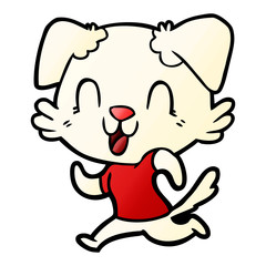 laughing cartoon dog jogging