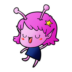happy alien girl cartoon laughing