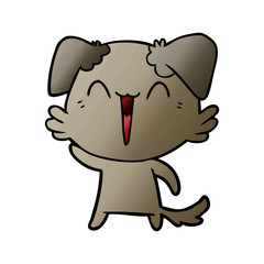waving little dog cartoon