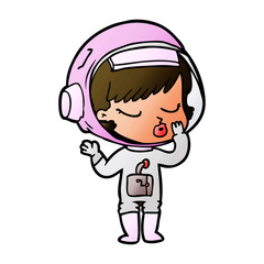 cartoon pretty astronaut girl