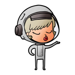 cartoon pretty astronaut girl